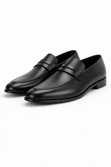 Bartorelli Napoli Men's Leather Penny Loafer Shoes - Black