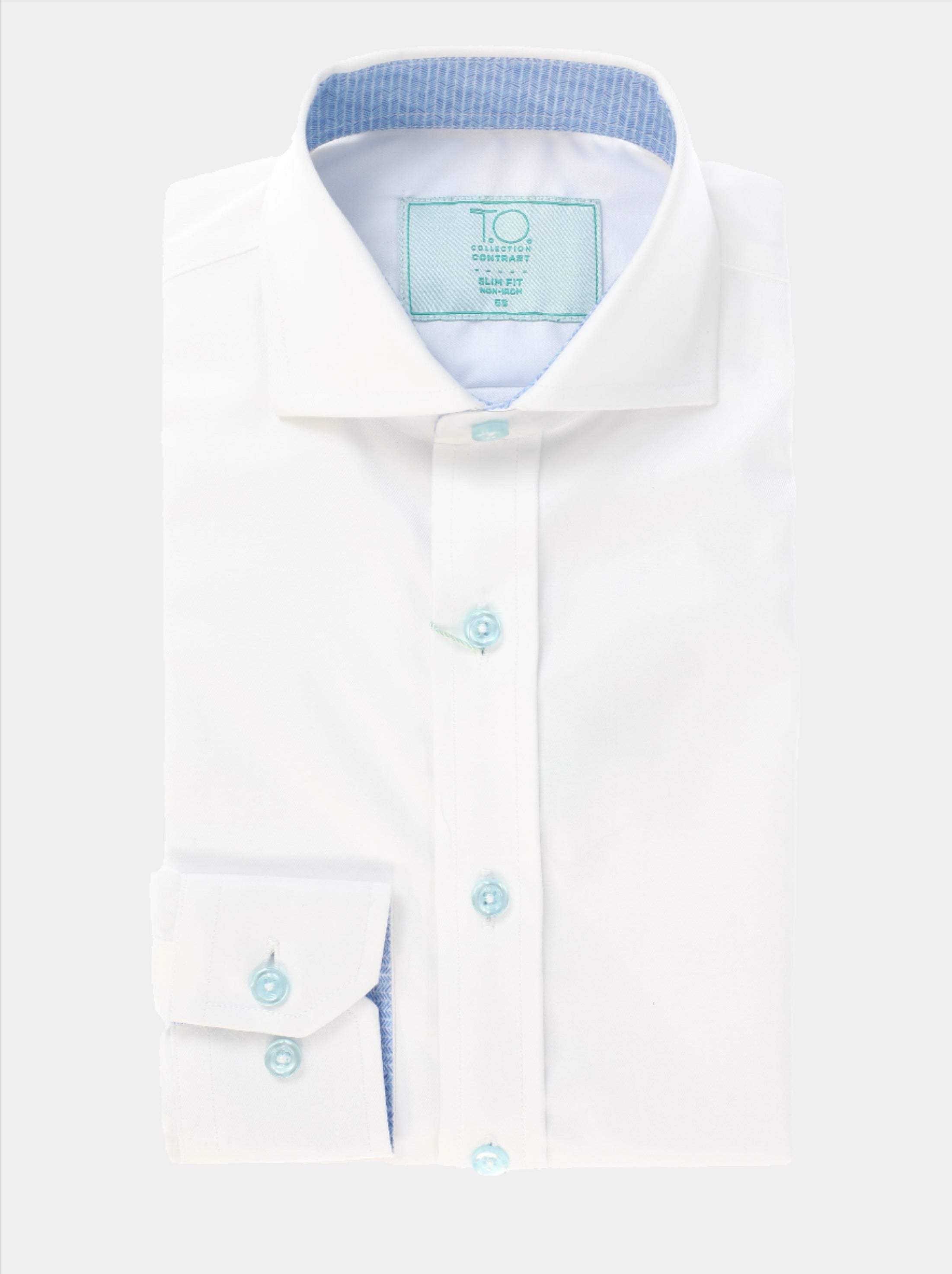 T.O. Boy's Zig-Zag Non-Iron Contrast Shirt - Blue – The His Place