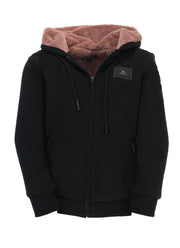 T.O. Collection Adult's Fully Lined Black X Style Hoodie with thumb hole -Mauve Fur