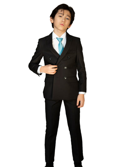 Boy's TR Double Breasted Suit - Black