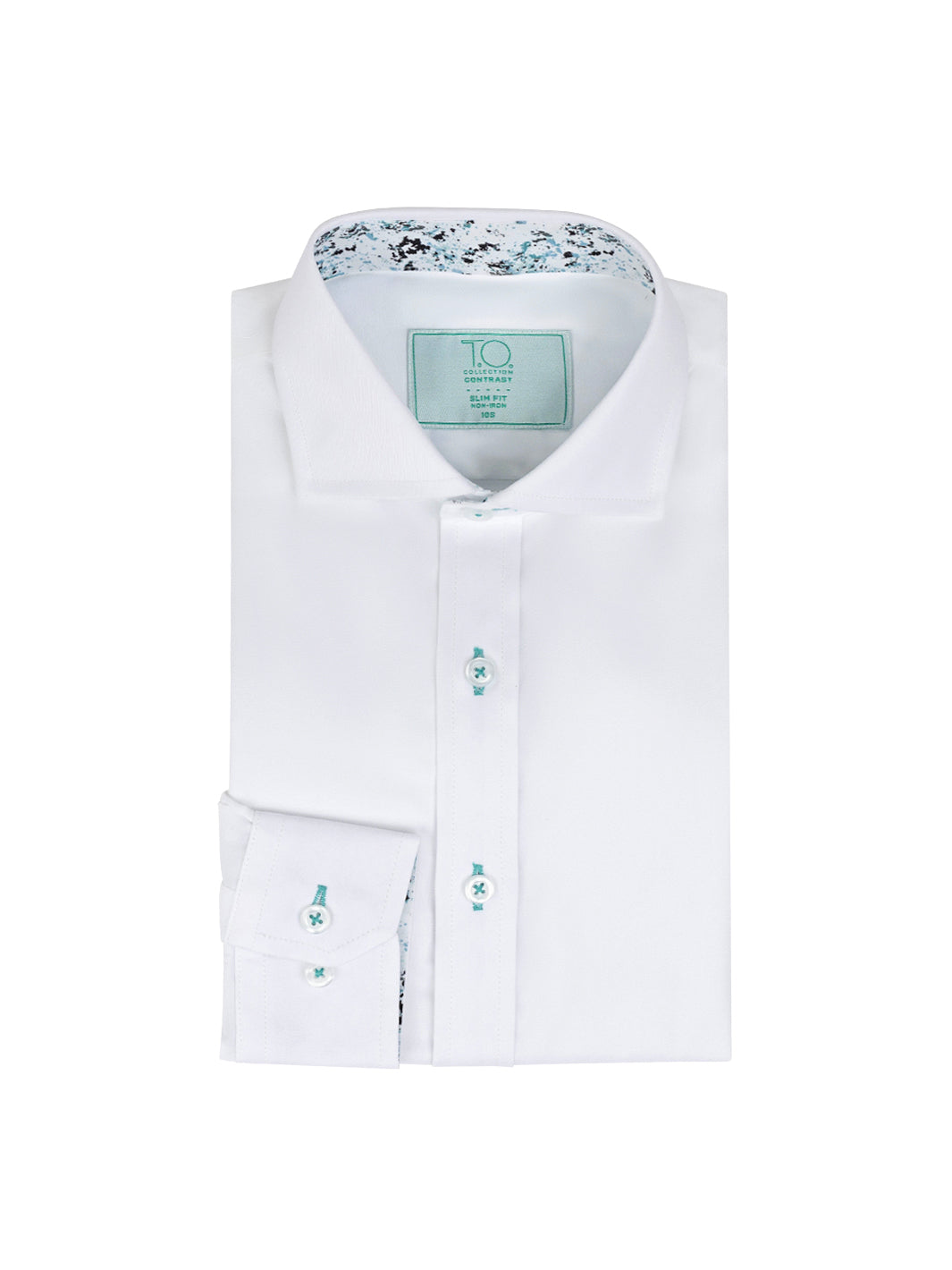 T.O. Boy's Splatter Non-Iron Contrast Shirt - Teal The His Place T.O. Boy's Splatter Non-Iron Contrast Shirt - Teal The His Place