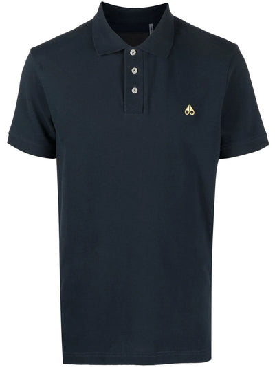 Men's Moose Knuckles Gold Logo Polo Shirt - Navy
