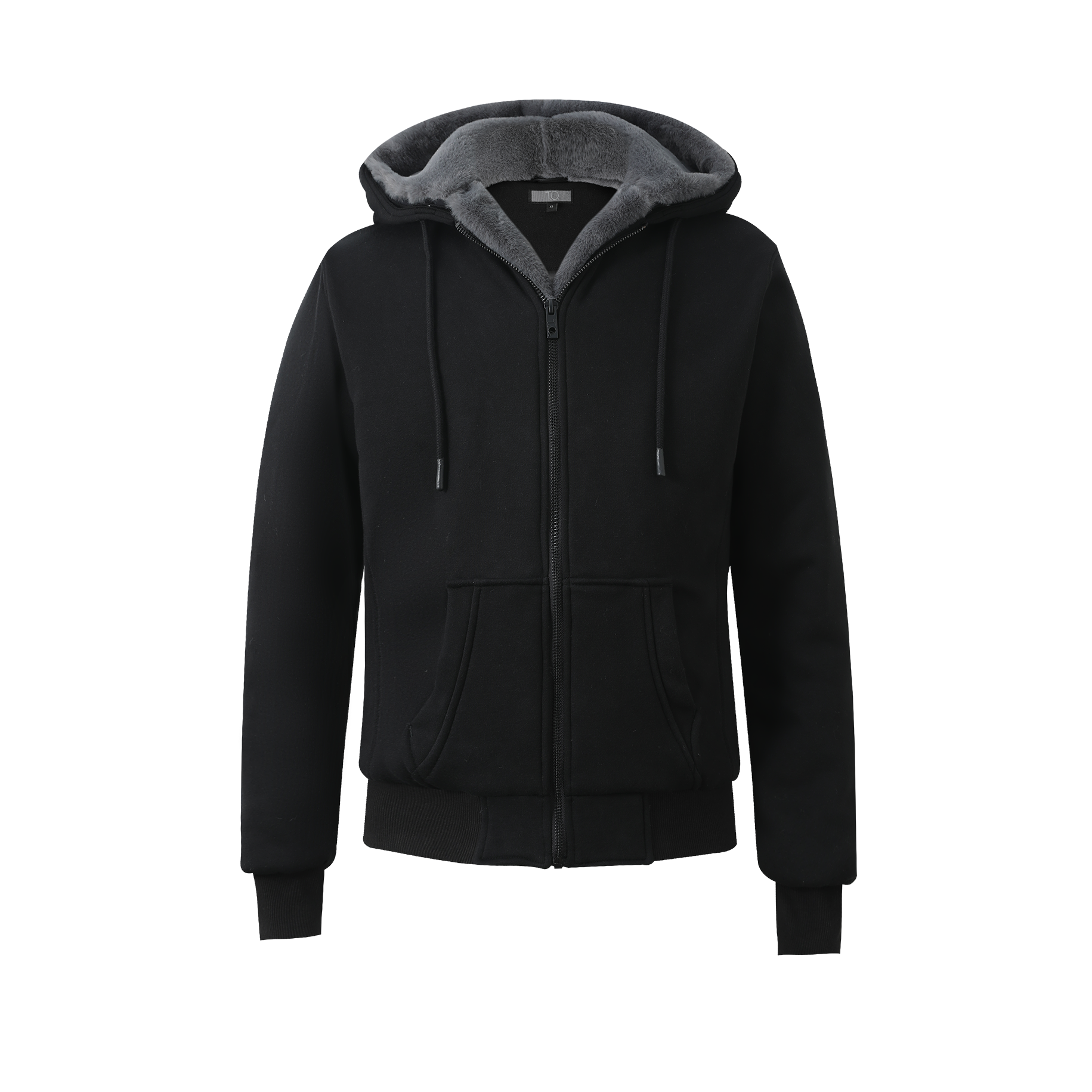 Men's Black Hoodie - Charcoal Removable Fur – The His Place