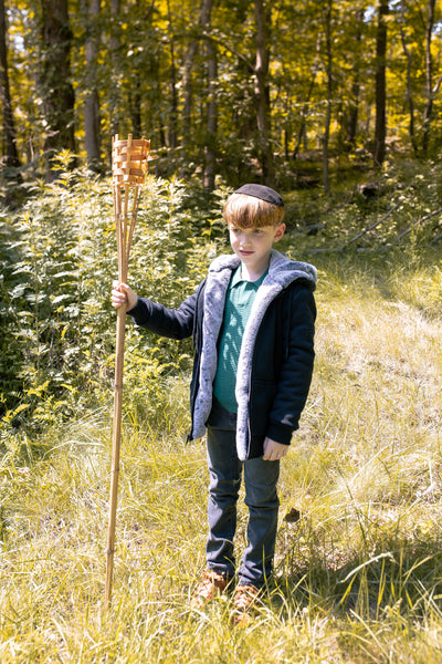 T.O. Collection Boy's Black Hoodie - Grey Removable Fur