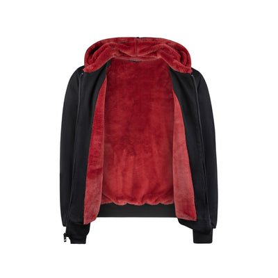 Dulce Hoodie Black with Red Fur