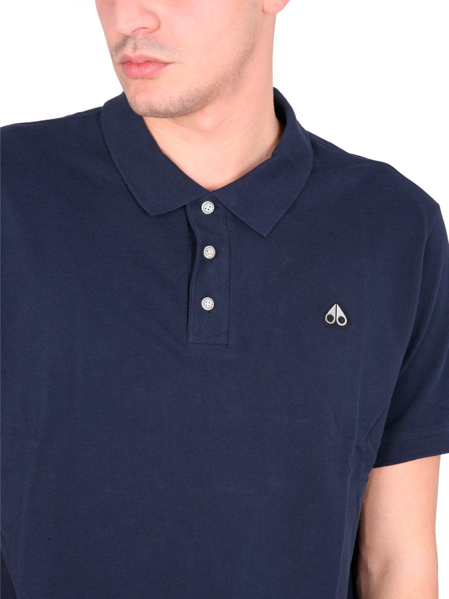 Men's Moose Knuckles Silver Logo Polo Shirt - Navy
