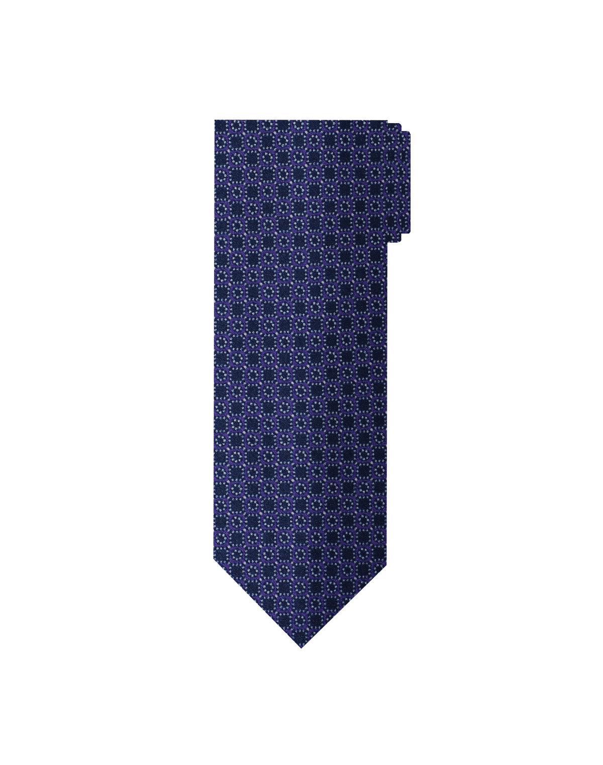 Men's Bartorelli Napoli Collection Tie - Purple Navy Medallion Check