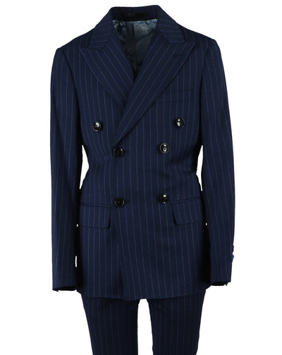 Boy's Fashion Centrion  Wool Suit - Blue Pinstripe