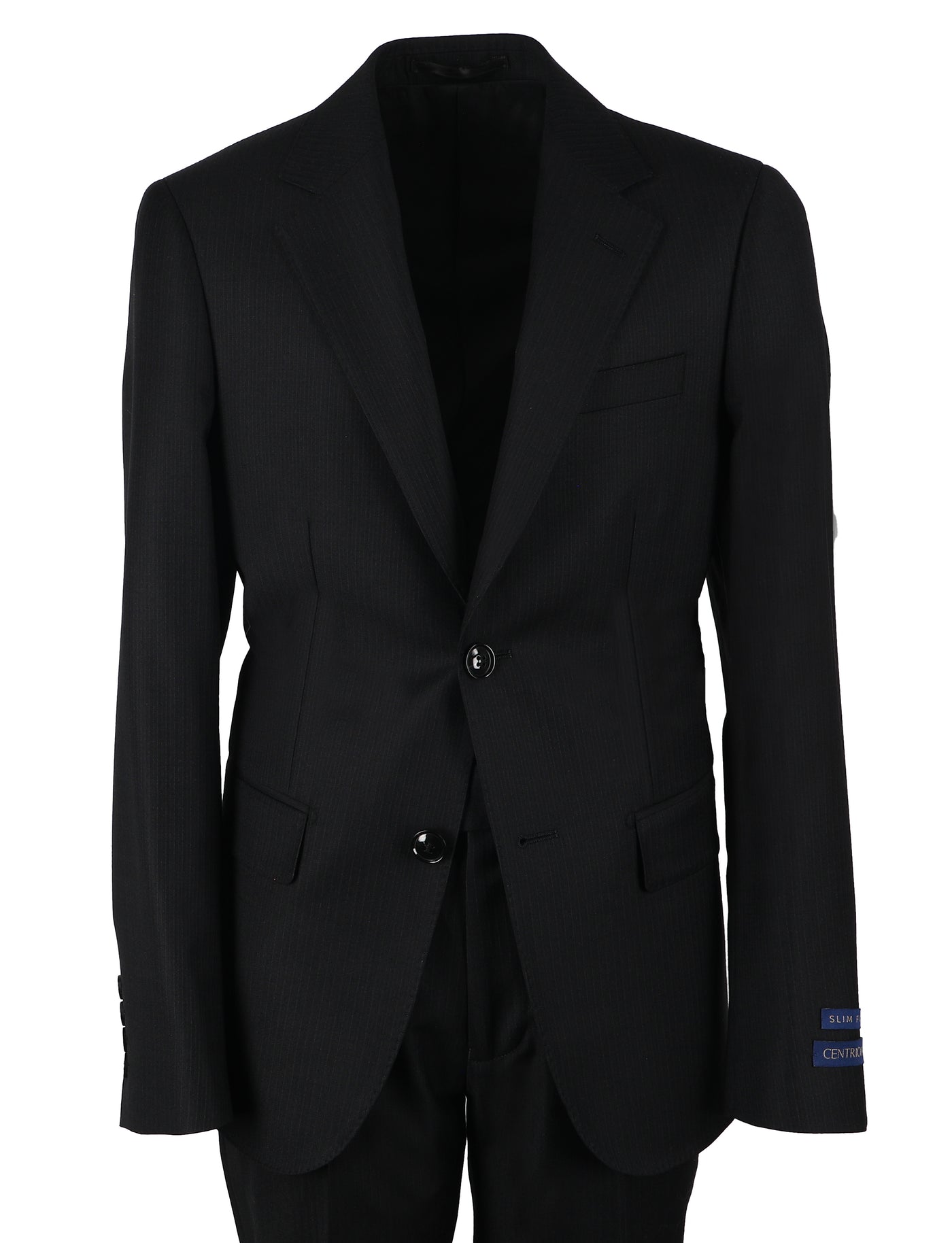 Boy's Centrion Fashion Wool Suit - Black Pinstripe