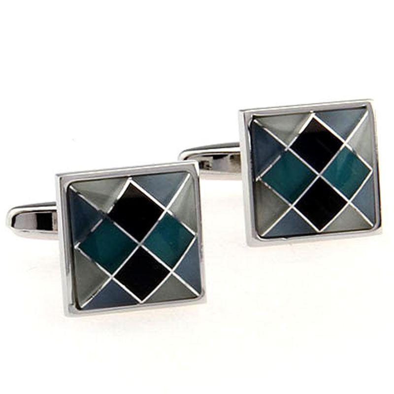 Tom Orr Silver Blue Cufflinks - Sqaure