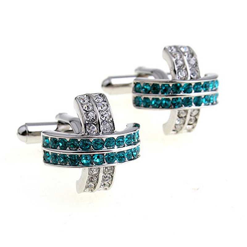 Tom Orr Silver Rounded Cufflinks - Teal