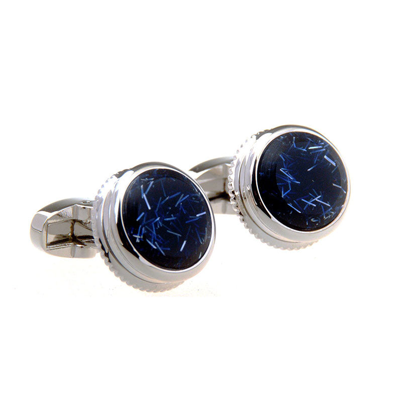 Tom Orr Silver Cufflinks - Blue Round