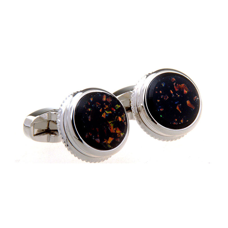 Tom Orr Silver Cufflinks - Black Round