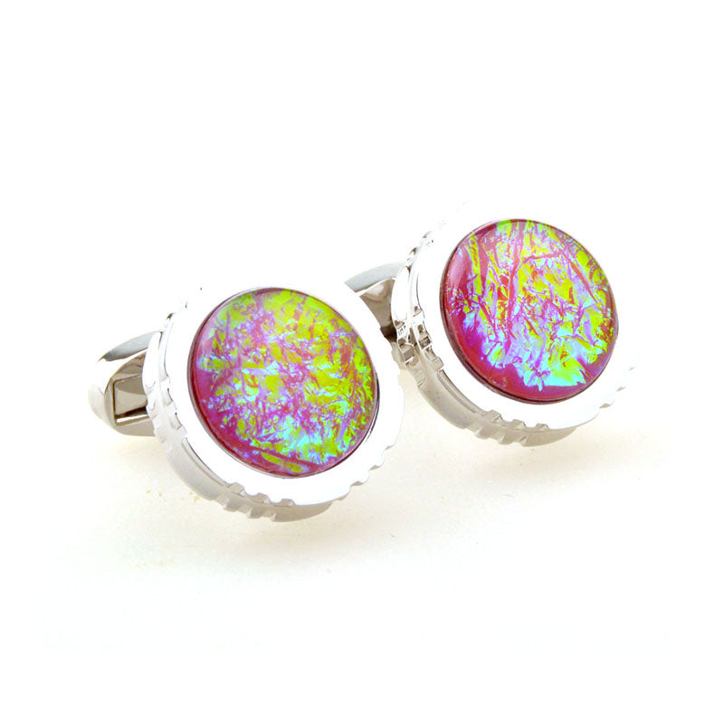 Tom Orr Silver Round Cufflinks - Pink