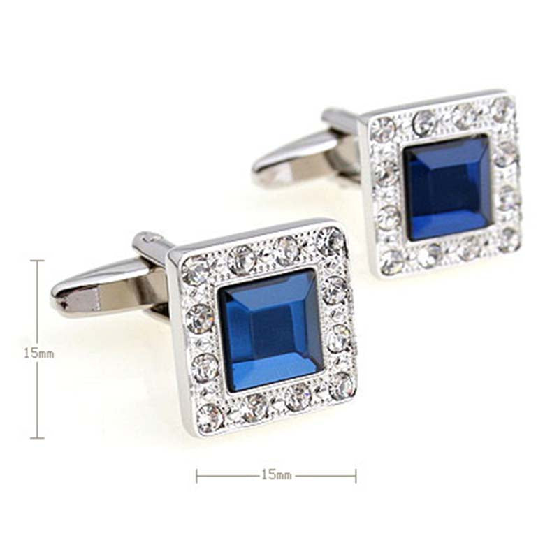 Tom Orr Silver Square Cufflinks - Blue Square