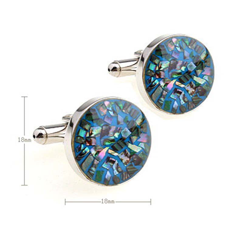 Tom Orr Silver Round Cufflinks - Blue Round