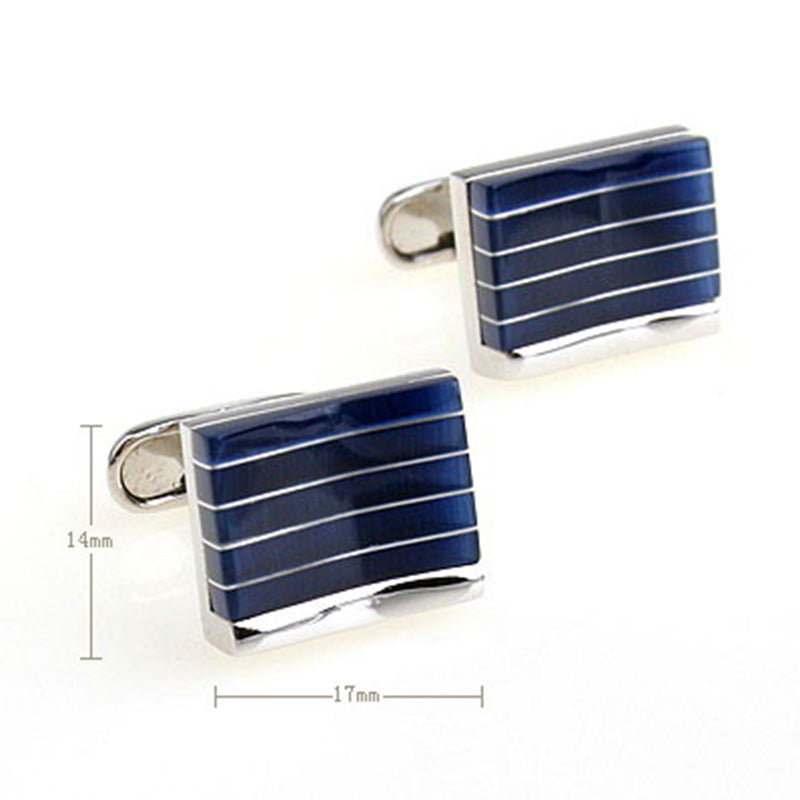 Tom Orr Silver Squared Cufflinks - Blue Sqaured