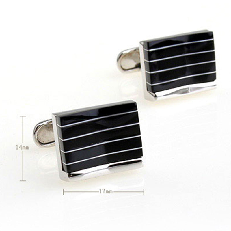 Tom Orr Silver Squared Cufflinks - Black Squared