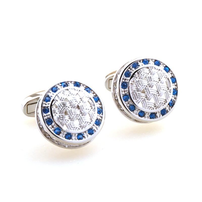 Tom Orr Blue Cufflinks - Silver Round