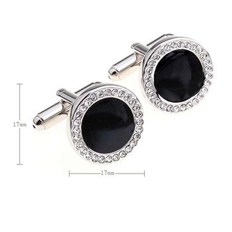 Tom Orr Silver Round Cufflinks - Black Round