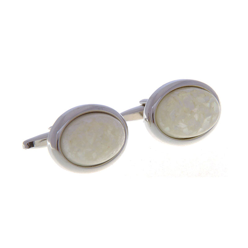 Tom Orr Silver Round Cufflinks - White