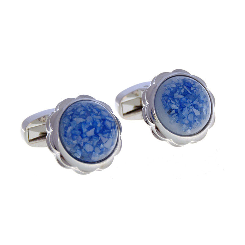 Tom Orr Silver Round Cufflinks - Round Blue