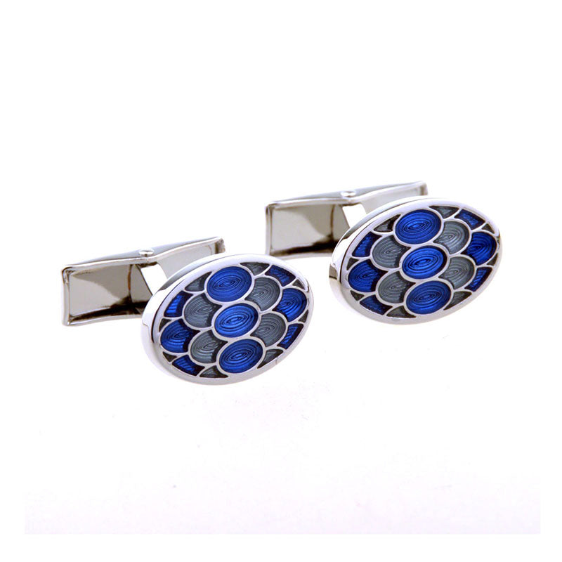 Tom Orr Round Blue Cufflinks - Silver