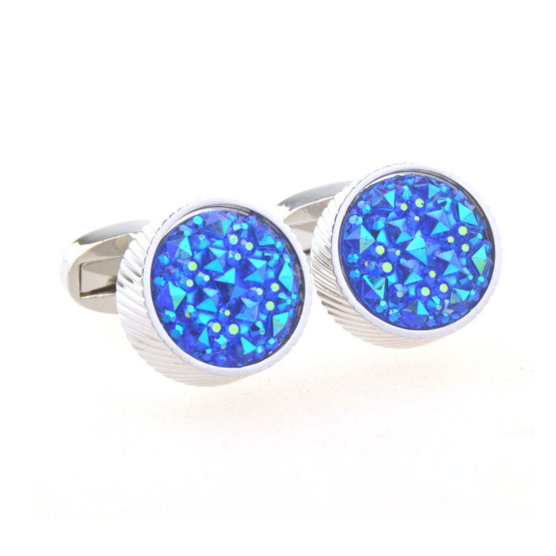 Tom Orr Silver Round Blue Cufflinks