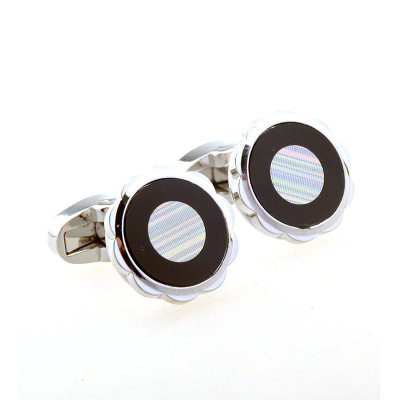 Tom Orr Silver Round Black Cufflinks