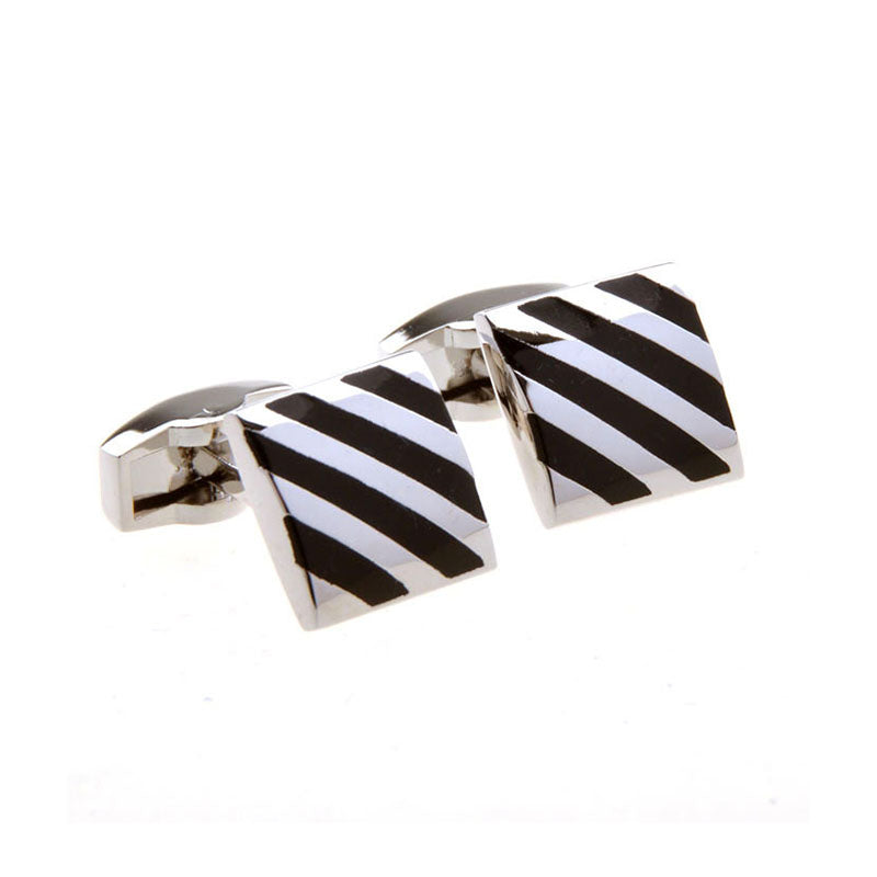 Tom Orr Silver Square Cufflinks - Black Square