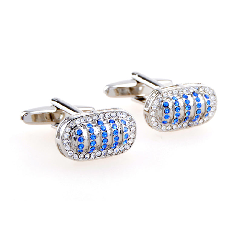 Tom Orr Silver Round Cufflinks - Blue