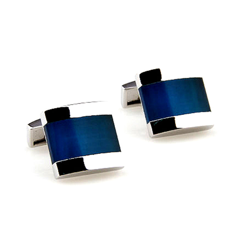 Tom Orr Silver Squared Cufflinks - Blue