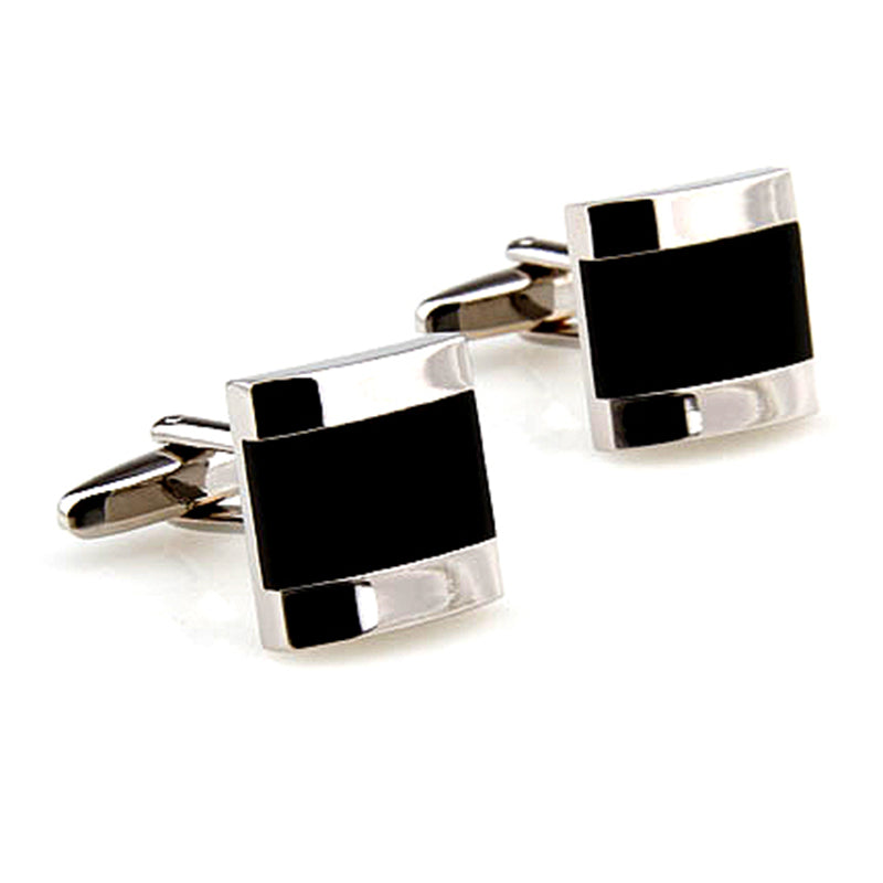 Tom Orr Silver Squared Cufflinks - Black