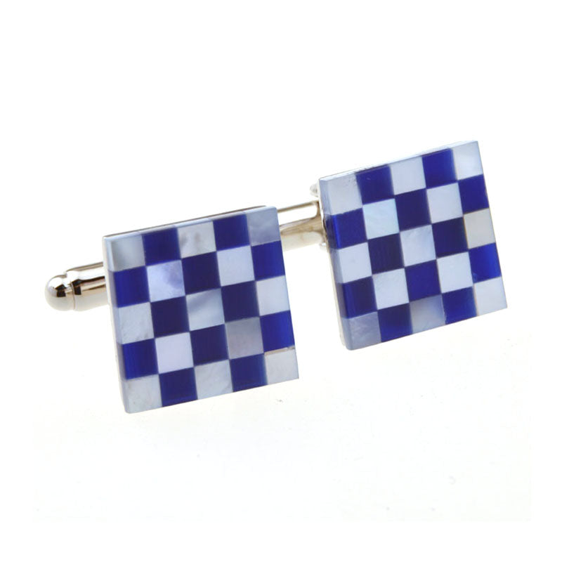 Tom Orr Silver Square Blue Cufflinks