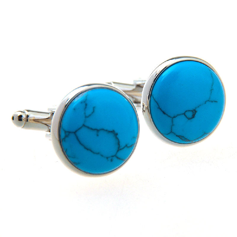 T.O. Collection Blue Cufflinks - Rounded