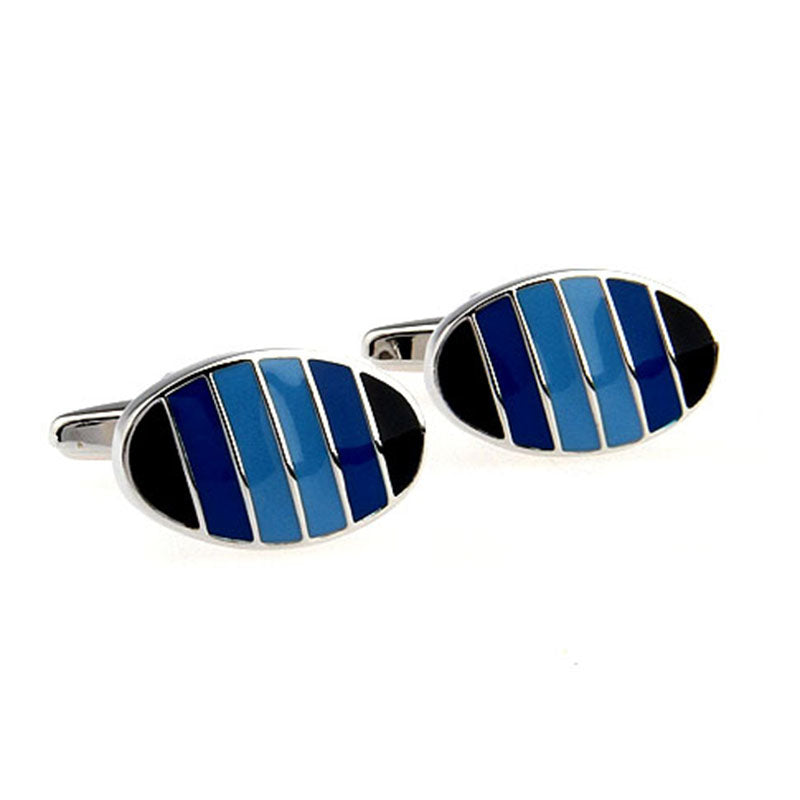 T.O. Collection Blue Cufflinks - Round