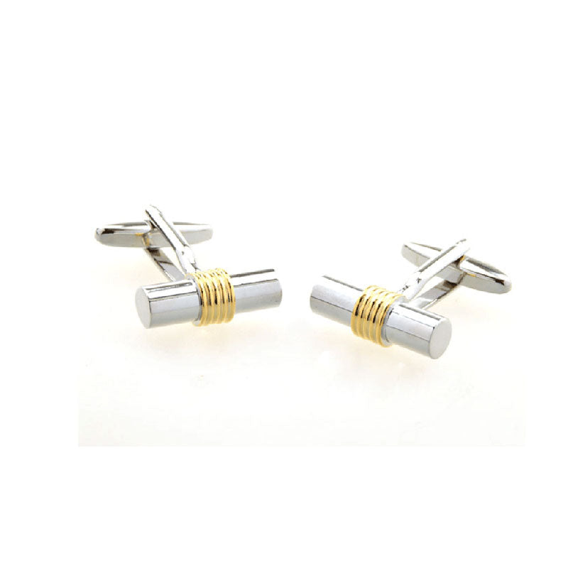 T.O. Collection Gold Round Cufflinks - Silver