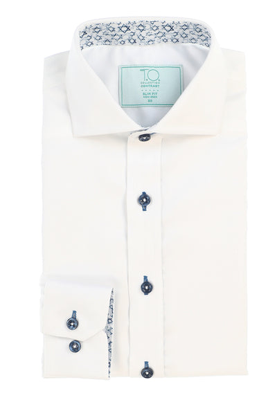 T.O. Boy's Green Label David Non-Iron Contrast Shirt - Blue