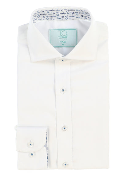 T.O. Boy's Israel Non-Iron Contrast Shirt - Blue
