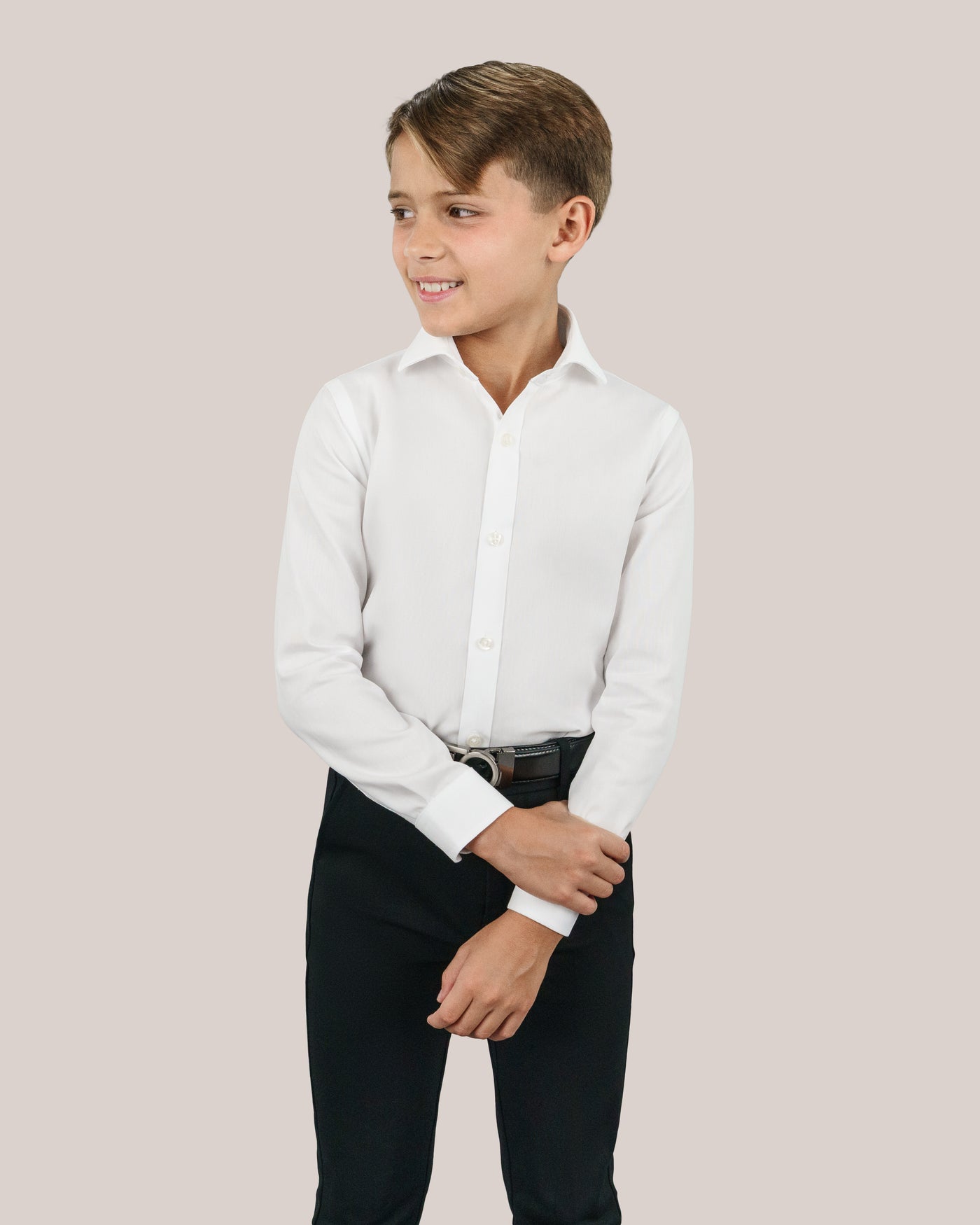 Boy's Blue Label Pinpoint Non-Iron White Shirt French Cuff / Slim / 8