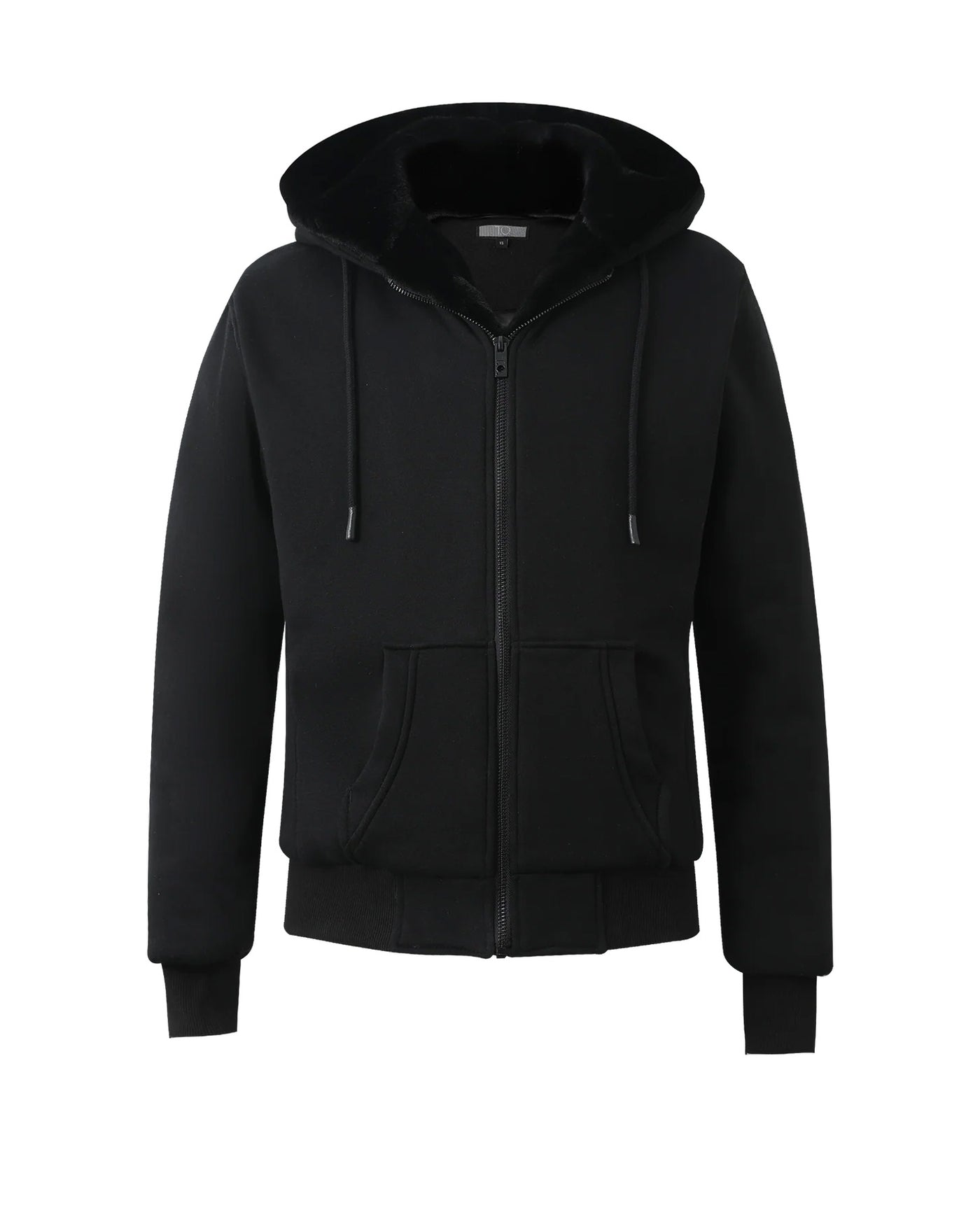 T.O. Collection Boy's Black X Style Hoodie with thumb hole - Black Removeable Fur