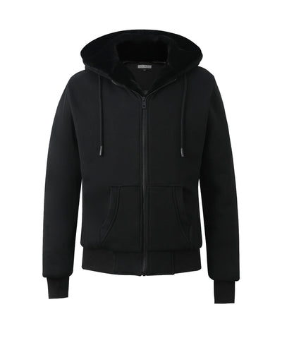 T.O. Collection Boy's Black X Style Hoodie with thumb hole - Black Removeable Fur