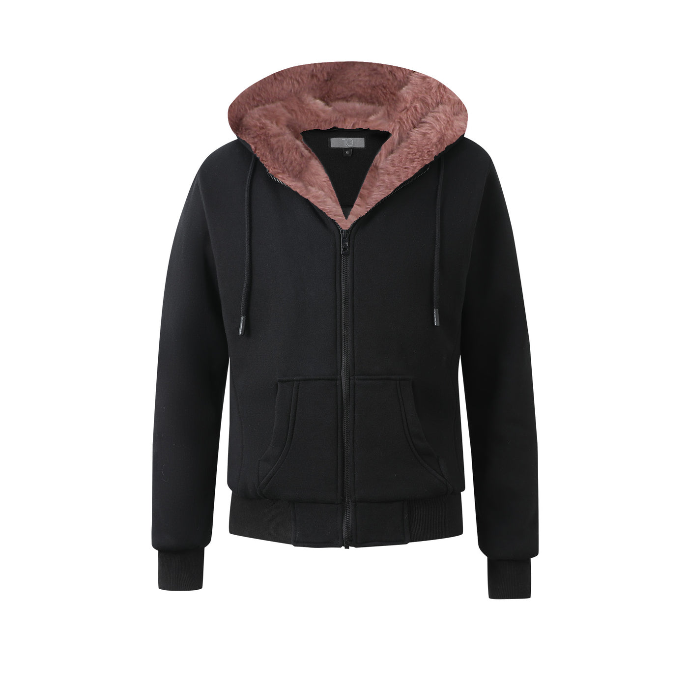 Boy's Black Hoodie - Mauve Removeable Fur