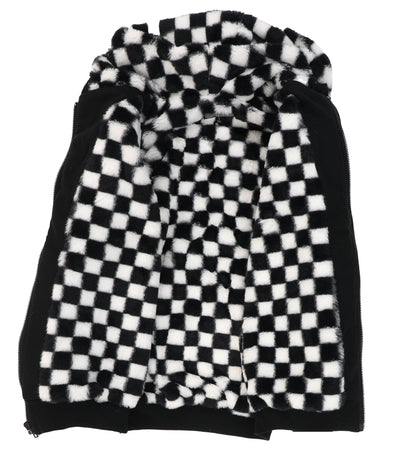 Adult's Dulce Black Hoodie -Checkered Fur