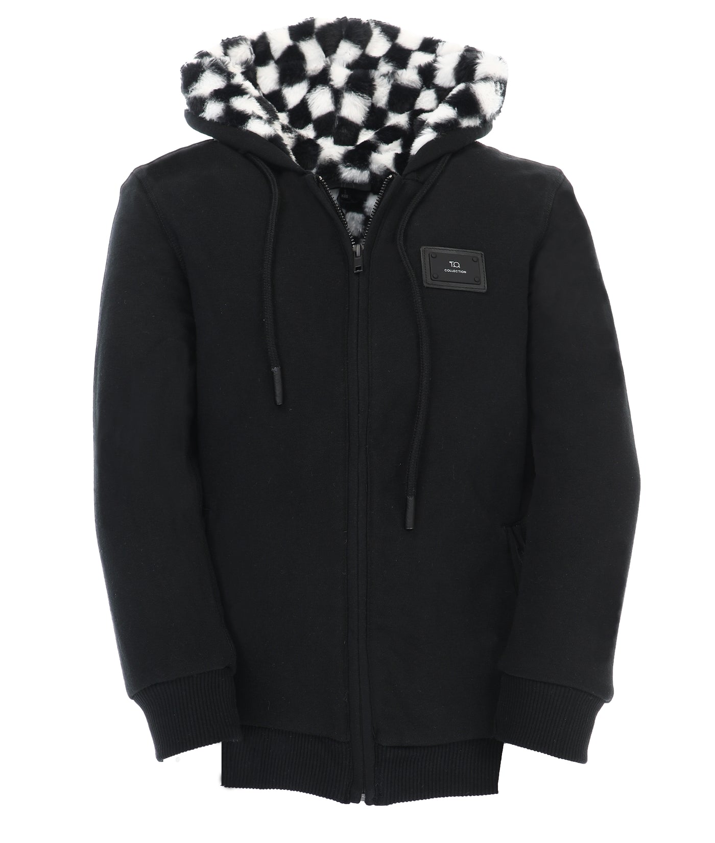 Adult's Dulce Black Hoodie -Checkered Fur