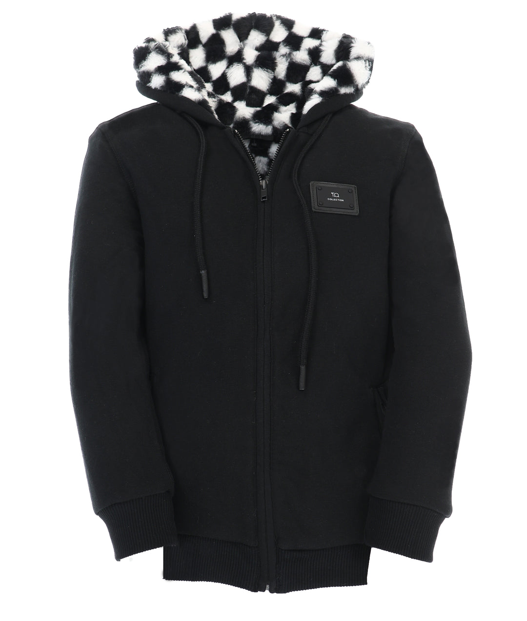 T.O. Collection Kid's Dulce Black Hoodie - Checkered Fur