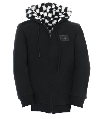 Adult's Dulce Black Hoodie -Checkered Fur
