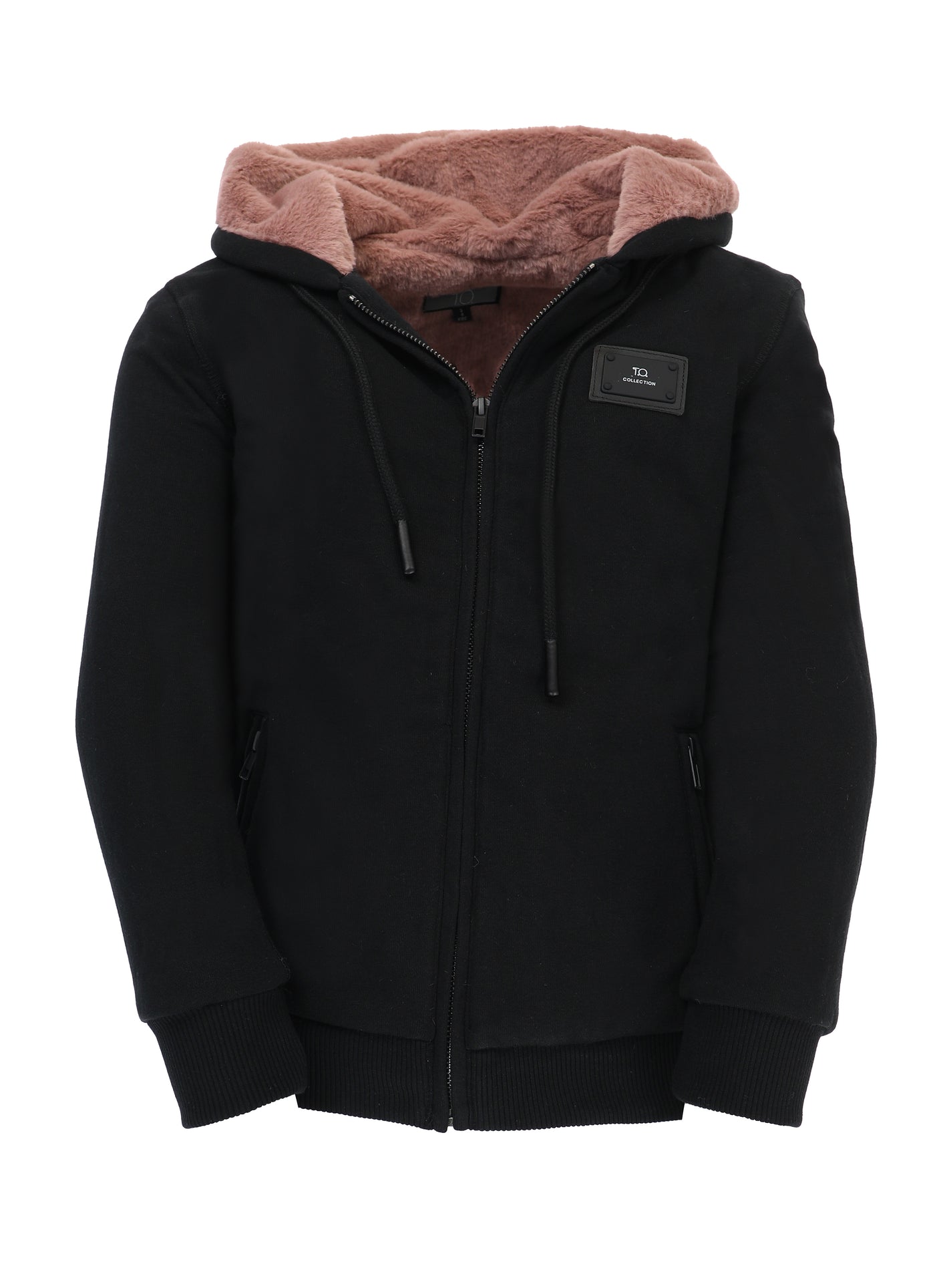 T.O. Collection Adult's Dulce Black X Style Hoodie with thumb hole -Mauve Fur