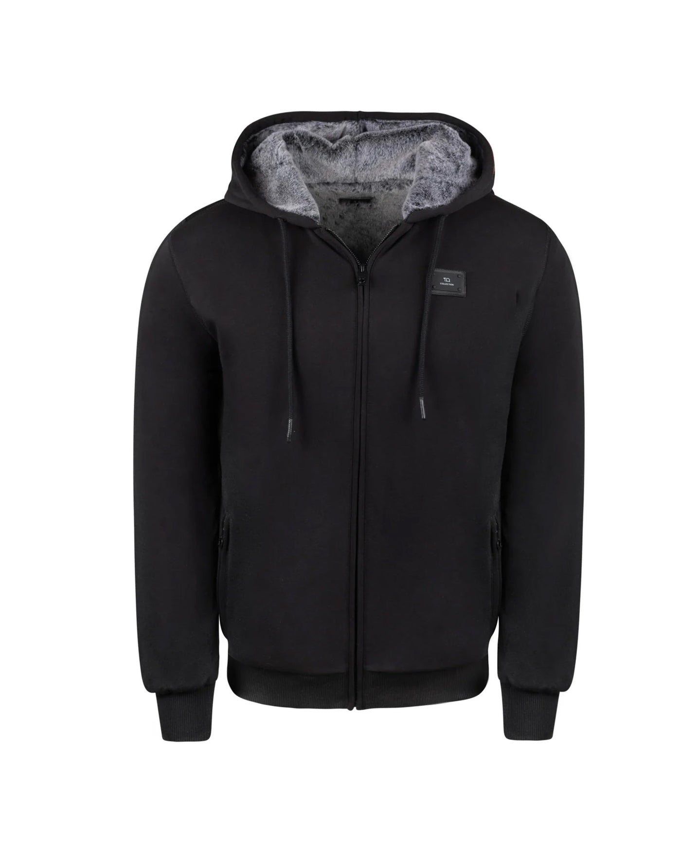 T.O. Collection Adult's Dulce Black X Style with thumb hole Hoodie -Grey Fur