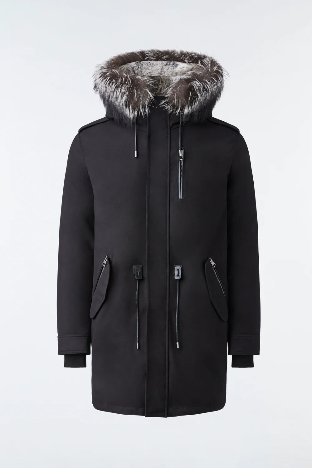 Men's Mackage Moritz Rabbit Fur Lined Parka - Black – The His Place
